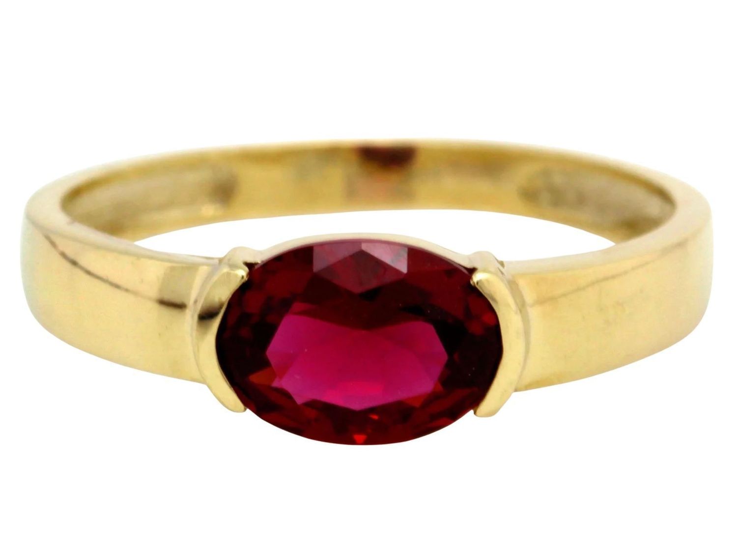 Złoty pierścionek damski z owalnym rubinem syntetycznym. Elegancki model z kolekcji Rainbow – idealny na zaręczyny i wyjątkowy prezent.1.jpg